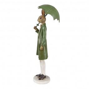 26PR3857 Statuetta Coniglio 27 cm Verde Marrone Poliresina Accessori per la casa