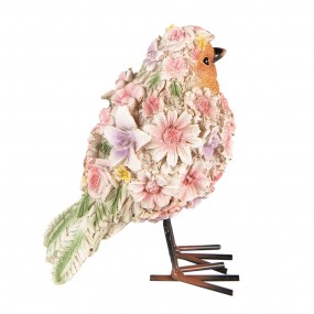 26PR4882 Figurine Oiseau 7x10x12 cm Rose Polyrésine Fleurs Accessoires de maison