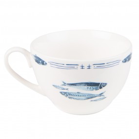 2FIBKS Cup and Saucer 250 ml White Blue Porcelain Fishes Tableware