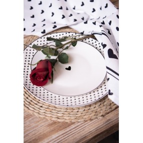 2LBSHDP Breakfast Plate Ø 20 cm White Black Porcelain Hearts Round Plate