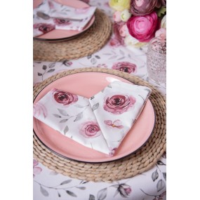 2RUR65 Chemin de table 50x160 cm Blanc Rose Coton Roses Nappe