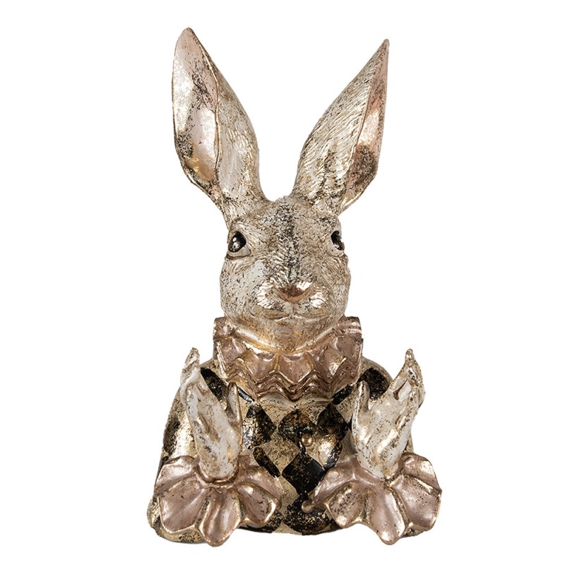 6PR3888 Figurine Rabbit 14x13x24 cm Beige Gold colored Polyresin Home Accessories