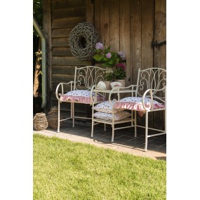 25Y0460 Garden Bench 160x69x92 cm White Iron Rectangle Outdoor Bench