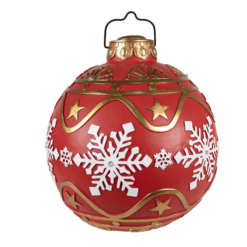 6PR3889 Kerstbal XL  Ø 31x33 cm Rood Wit Kunststof Sneeuwvlokken Kerstdecoratie