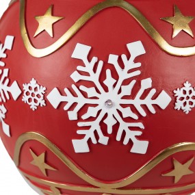 26PR3889 Kerstbal XL  Ø 31x33 cm Rood Wit Kunststof Sneeuwvlokken Kerstdecoratie