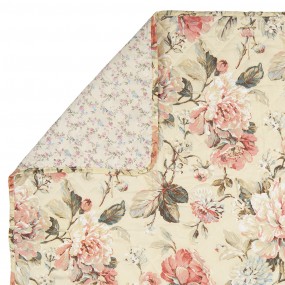 2Q190.059 Couvertures 1-persoons Beige Rose Polyester Coton Fleurs Rectangle Couvre-lit