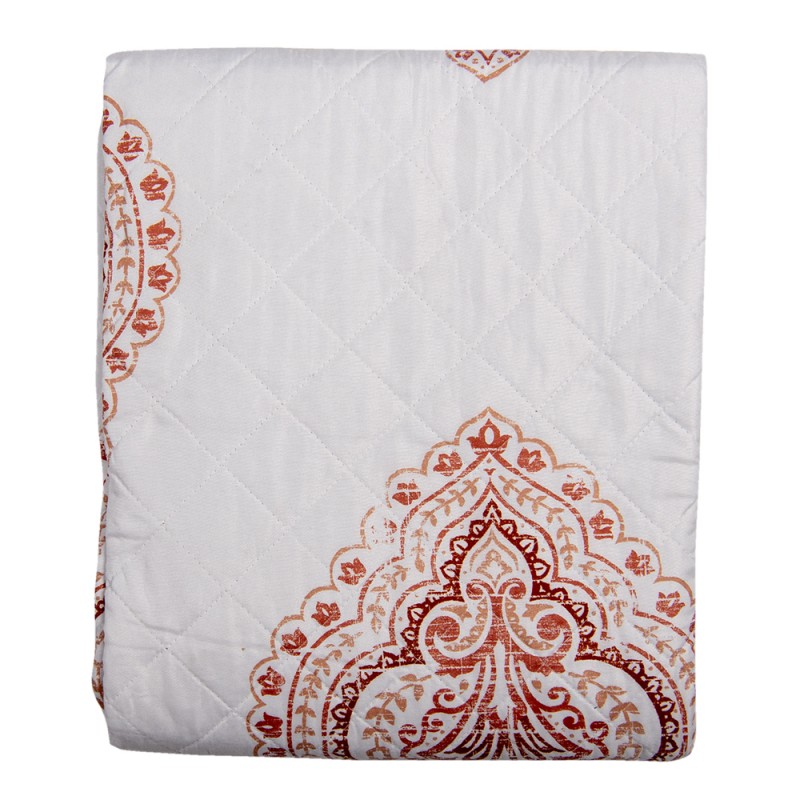 Q194.061 Bedsprei  2-persoons Wit Rood Polyester Rechthoek Sprei