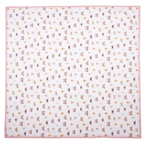 2BPD03 Tablecloth 130x180 cm Beige Pink Cotton Butterflies Rectangle Table cloth