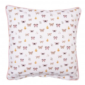 2BPD21 Cushion Cover 40x40 cm Beige Pink Cotton Butterflies Pillow Cover