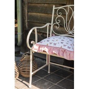2BPD25 Chair Cushion Cover 40x40 cm Beige Pink Cotton Butterflies Decorative Cushion
