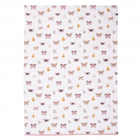 2BPD42 Kitchen towel 50x70 cm Beige Pink Cotton Butterflies Hand Towel