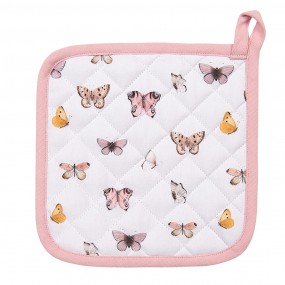 2BPD45K Potholder for kids 16x16 cm Beige Pink Cotton Butterflies Potholder Kitchen textiles