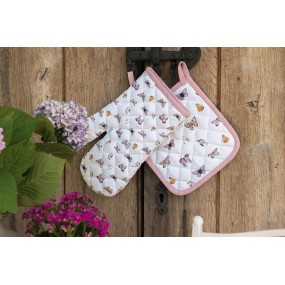 2BPD45K Potholder for kids 16x16 cm Beige Pink Cotton Butterflies Potholder Kitchen textiles