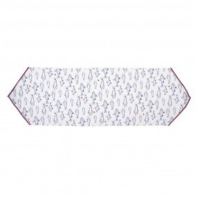 2SSF65 Table Runner 50x160 cm White Blue Cotton Fishes Tablecloth