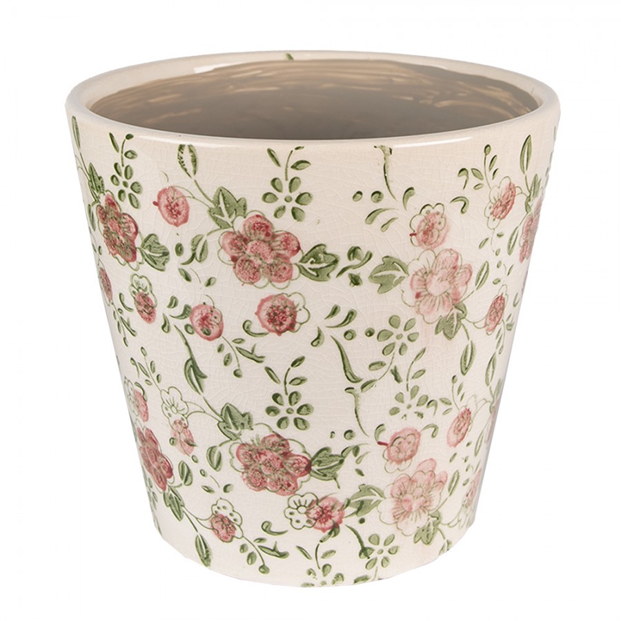 6CE1566M Bloempot Ø 17x16 cm Roze Beige Keramiek Bloemen Bloempot binnen Plantenpot