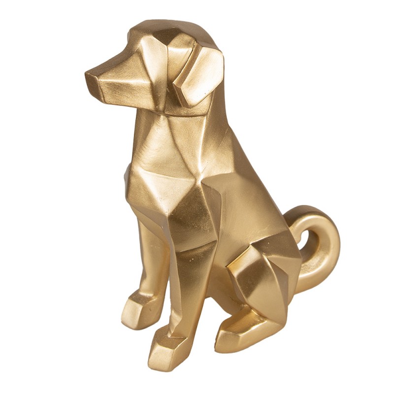6PR3721 Figurine Dog 24 cm Gold colored Polyresin