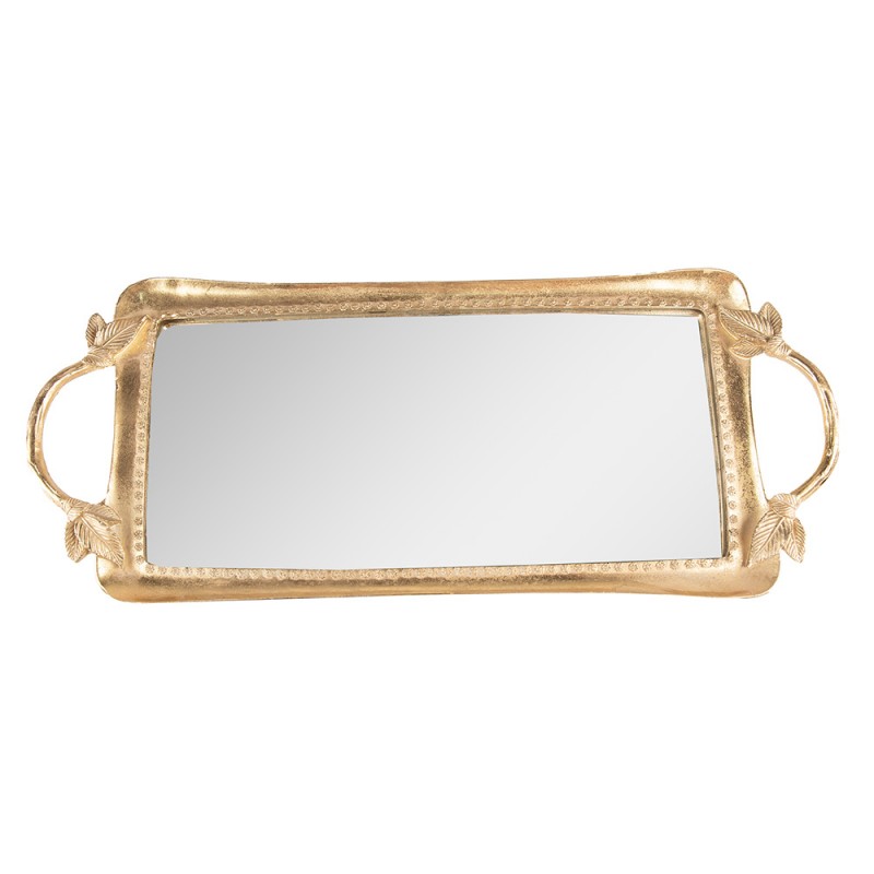 65133 Tray 51x22 cm Gold colored Plastic Glass Rectangle