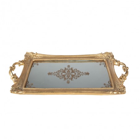 65134 Tray 40x20 cm Gold colored Plastic Glass Rectangle