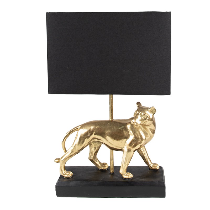 6LMC0059 Table Lamp Leopard 30x12x47  cm Gold colored Black Plastic Desk Lamp
