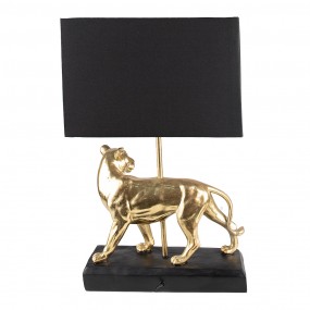 26LMC0059 Table Lamp Leopard 30x12x47  cm Gold colored Black Plastic Desk Lamp