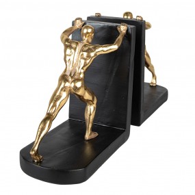 26PR3724 Bookends Set of 2 Person 33x9x17 cm Gold colored Black Plastic Book Holders