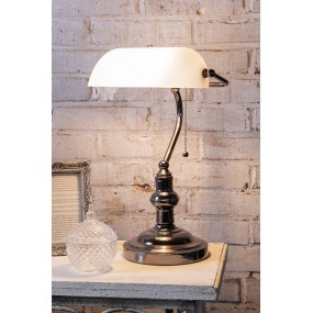 25LL-5100W Lampe de bureau Lampe de banquier 27x23x42 cm  Blanc Fer Verre Lampe de table
