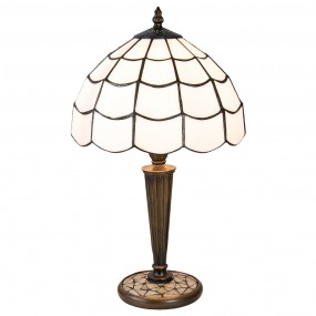 25LL-5936 Lampada da tavolo Tiffany Ø 25x43 cm Bianco Marrone  Vetro Lampada da scrivania Tiffany