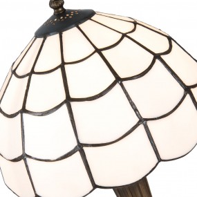 25LL-5936 Tiffany Tafellamp  Ø 25x43 cm Wit Bruin Glas Tiffany Bureaulamp