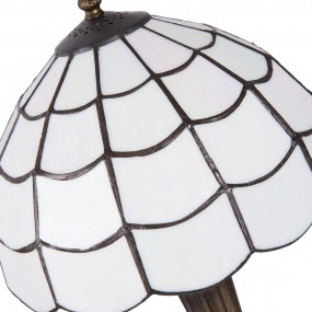 25LL-5936 Tiffany Tischlampe Ø 25x43 cm Weiß Braun Glas Schreibtischlampe Tiffany