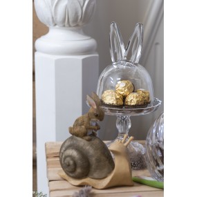 26GL3377 Cloche Ø 14x23 cm Glass Rabbit Glass Bell Jar