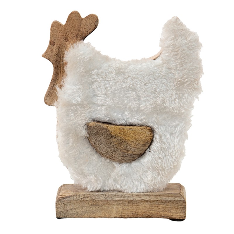 6H2162M Figurine Rooster 15x5x19 cm White Brown Wood Textile Home Accessories