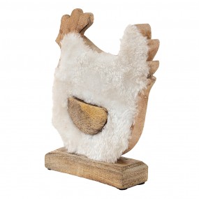 26H2162M Figurine Rooster 15x5x19 cm White Brown Wood Textile Home Accessories