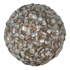 26PR4782 Decoration Ø 10 cm Silver colored Polyresin Leaves Round
