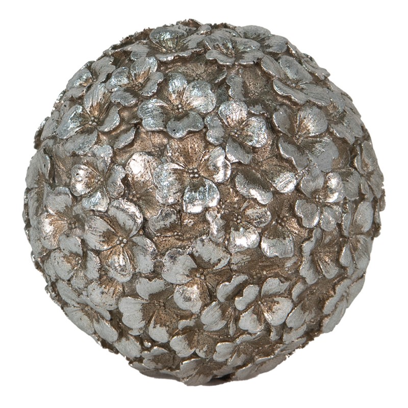 6PR4782 Decoration Ø 10 cm Silver colored Polyresin Leaves Round