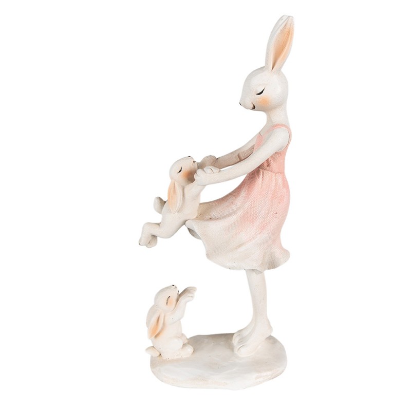 6PR3868 Figurine Rabbit 9x6x22 cm Pink Beige Polyresin Home Accessories
