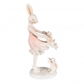 26PR3868 Figurine Rabbit 9x6x22 cm Pink Beige Polyresin Home Accessories