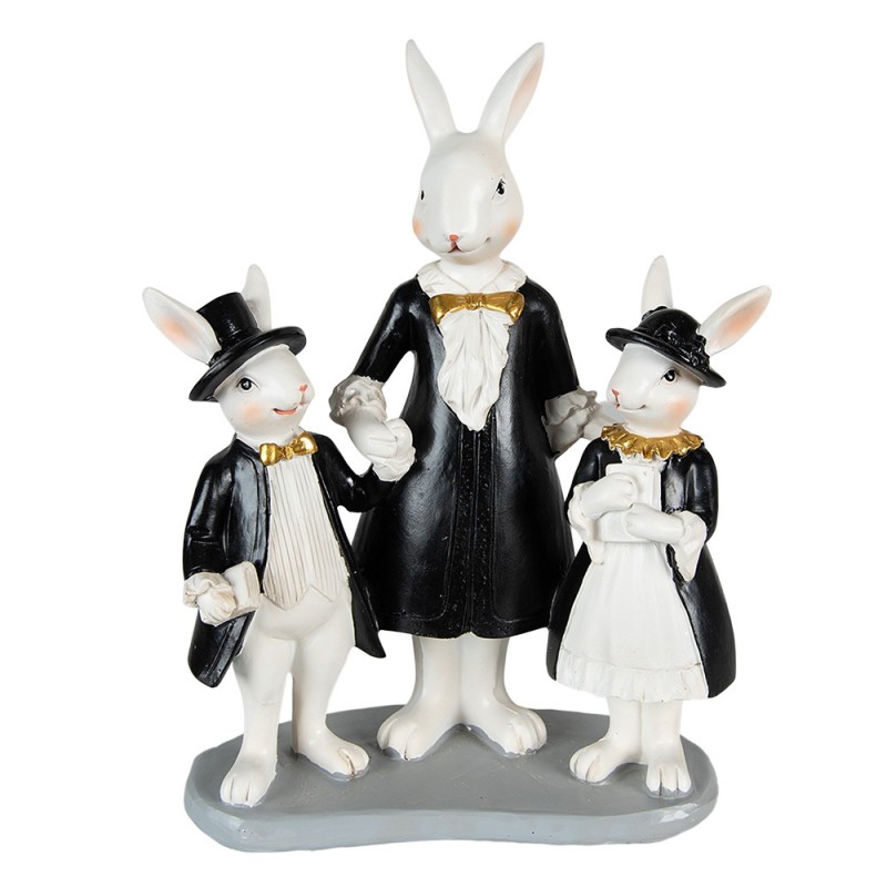 6PR3873 Figurine Rabbit 16x8x21 cm Black White Polyresin Home Accessories