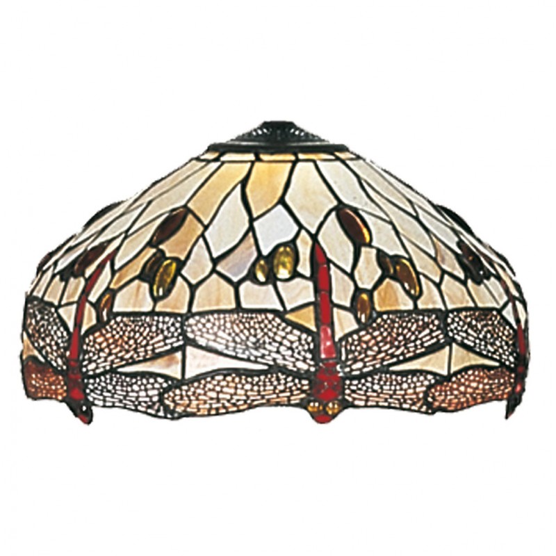 5LL-1101 Lampshade Tiffany Ø 40 cm Brown Beige Glass Dragonfly Glass lampshade