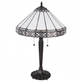 25LL-5211 Lampada da tavolo Tiffany Ø 41x62 cm Beige Marrone  Vetro Lampada da scrivania Tiffany