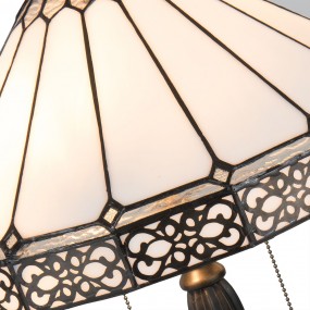 25LL-5211 Lampada da tavolo Tiffany Ø 41x62 cm Beige Marrone  Vetro Lampada da scrivania Tiffany