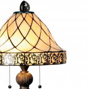 25LL-5408 Table Lamp Tiffany Ø 36x62 cm  Beige Brown Glass Triangle Desk Lamp Tiffany