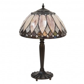 25LL-5987 Lampada da tavolo Tiffany Ø 30x46 cm  Beige Marrone  Vetro Lampada da scrivania Tiffany