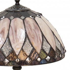 25LL-5987 Lampada da tavolo Tiffany Ø 30x46 cm  Beige Marrone  Vetro Lampada da scrivania Tiffany