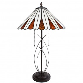 25LL-6280 Table Lamp Tiffany Ø 41x69 cm Beige Brown Glass Round Desk Lamp Tiffany
