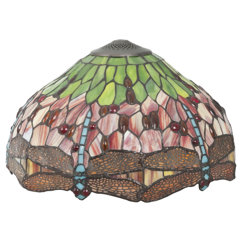 5LL-9201 Lampshade Tiffany Ø 42x24 cm Red Green Glass Dragonfly Glass lampshade