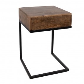 250735 Side Table 42x42x61 cm Brown Black Wood Iron Rectangle