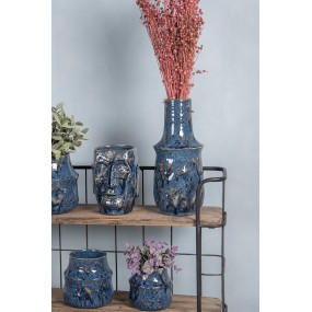 26CE1571M Vase Ø 13x25 cm Blue Ceramic Decorative Vase