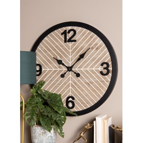 25KL0231 Wall Clock Ø 64 cm  Brown Black Wood Metal Hanging Clock