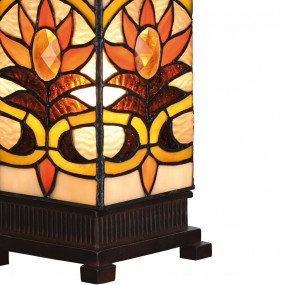 25LL-5779 Table Lamp Tiffany 12x12x35 cm  Beige Brown Glass Square Desk Lamp Tiffany