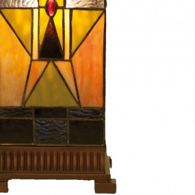 25LL-5782 Table Lamp Tiffany 18x18x45 cm  Beige Brown Glass Square Desk Lamp Tiffany